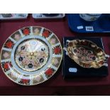 Royal Crown Derby 'Old Imari' Pattern Oval Shaped Bon Bon Dish, (boxed) and a plate in the same