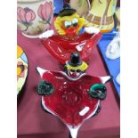 Two Murano Glass Ashtrays, 13cm high, 21cm across, 17cm high x 22cm across.