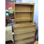 A Pine Bookcase, with four shelves; together with an oak bookcase. (2)