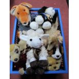 Hermann Gold Plush Dog, Little Live Dog, Basil Brush, Chatsworth Lamb, other soft toys. (9)