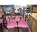 A Set of Four Early XX Century Mahogany Salon Chairs, with carved top rails, and upholstered seats