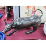 Bronzed Metal Figure of a Water Buffalo, approximately 29cm long.