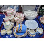 Crown Staffordshire Coffee Ware, five Royal Albert 'Gossamer' tea plates, earthenware jelly mould,