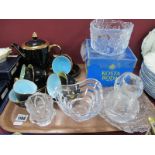 Vintage Stavangerflint (Norway) Harlequin Coffee Set, comprising coffee pot, six cups and saucers,