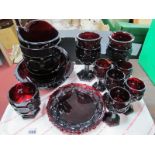 Avon Ruby Glassware, of twelve pieces:- One Tray