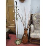 Bulbous Glass Vase, housing illuminated branches, standard lamp. (2)
