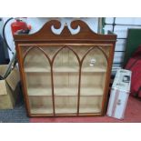 XIX Century Mahogany Wall Cabinet, with swan neck canopy, single door having glazed arched