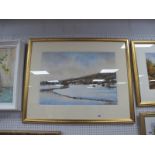 Geoff Kersey (Matlock Artist) A View of Chatsworth House at Winter Time, watercolour, signed lower