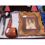 A Mid XX Century Rectangular Shaped Miniature of a Lady, signed Ey----t, together with two gents