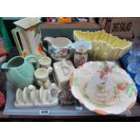 Myott Art Deco Jug Vase, Wade jug, Lurpak ware, Leonardo figurine, etc:- One Tray