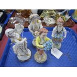 Dresden - Pair of Figurines, Flower Sellers D1002E and D1003T, 14cm high plus a pair of