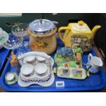 Japanese Condiment Set, cottage teapot, Devon cruet set, etc:- One Tray