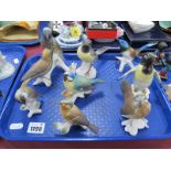 Eight East German Porcelain Bird Figures:- One Tray