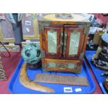 Oriental Chinese Jewellery Cabinet, with jadette panels to twin doors, concealing three drawers,