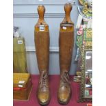 A Pair of Mansfield & Sons London & Paris Leather Riding Boots, with wooden shoe trees.