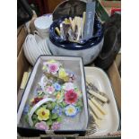 A Quantity of Cutlery, Doulton 'Silhouette' bowls, posies, etc:- Two Boxes.