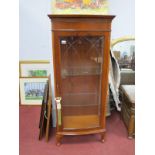 A Yew Wood Display Cabinet, on cabriole legs, 53cm wide, 125cm high.