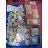 Coinage - Silver Shilling 1819, many others, banknotes, tin:- One Tray