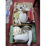 Douche Pans, biscuit barrel, Sheffield Lyceum and other plates, etc:- Three Boxes