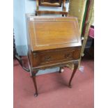 XX Century Mahogany Bureau, with fall front and single drawer, on cabriole legs, 53cm wide.