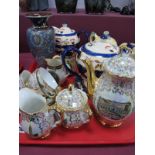 Sadler & Beswick Teapots, Venezia coffee service, Doulton Lambeth Chine vase, 20cm high, etc:- One