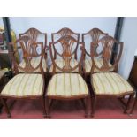 Set of Six (Four Single and Two Carver) Mahogany Shield Back Dining Chairs, each with wheat ear