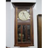 Wurttemberg Mahogany Cased Regulator Wall Clock, with eight day movement and silvered dial.