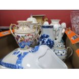 XIX Century and Earlier Vases, teapots plus ceramics, all with faults:- One Box