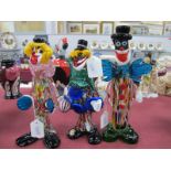 Three Murano Glass Clowns, 27cm high, 24cm high, 24cm high.