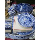 Spode 'Blue Room' Plate, Dish and Beaker, Rington's ginger jar, blue and white willow pattern and