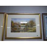 Geoff Kersey (Matlock Artist) 'Lower Pond, Lumsdale Mill, Near Matlock, watercolour signed lower