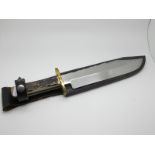 Bowie Knife by Reg Cooper, etched blade (A Kentuckian - Bold in Battle Honorable in Peace) 26cm