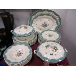 Royal Doulton 'Lowestoft Bouquet' Dinner Service, of thirty pieces including tureens, meat plates,