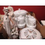 Bruni Merli and Giuseppi Armani Lady Figures, Brazillian dinner ware, Burleigh Edinburgh tureen:-