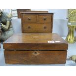 Oak Apprentice Chest, of two short and two long drawers, 26cm wide, XIX Century writing slope (