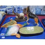 Beswick Large Wall Flying Duck, impressed No. 5960, Beswick Pekingese Dog on stand, Beswick oval