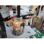 Royal Doulton Small Limited Edition Character Jugs - W.G. Grace D6845; Engine Driver D6823 and The