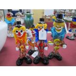 Four Murano Glass Clowns, 24cm high, 23cm high, 22cm high and 18cm high.