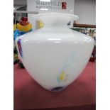 A Large Art Glass Vase by Maestri Vetrai (Murano) Vase, with random multicoloured murrines on a