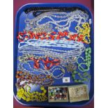 Assorted Vintage and Other Bead Necklaces, including foil beads etc :- One Tray