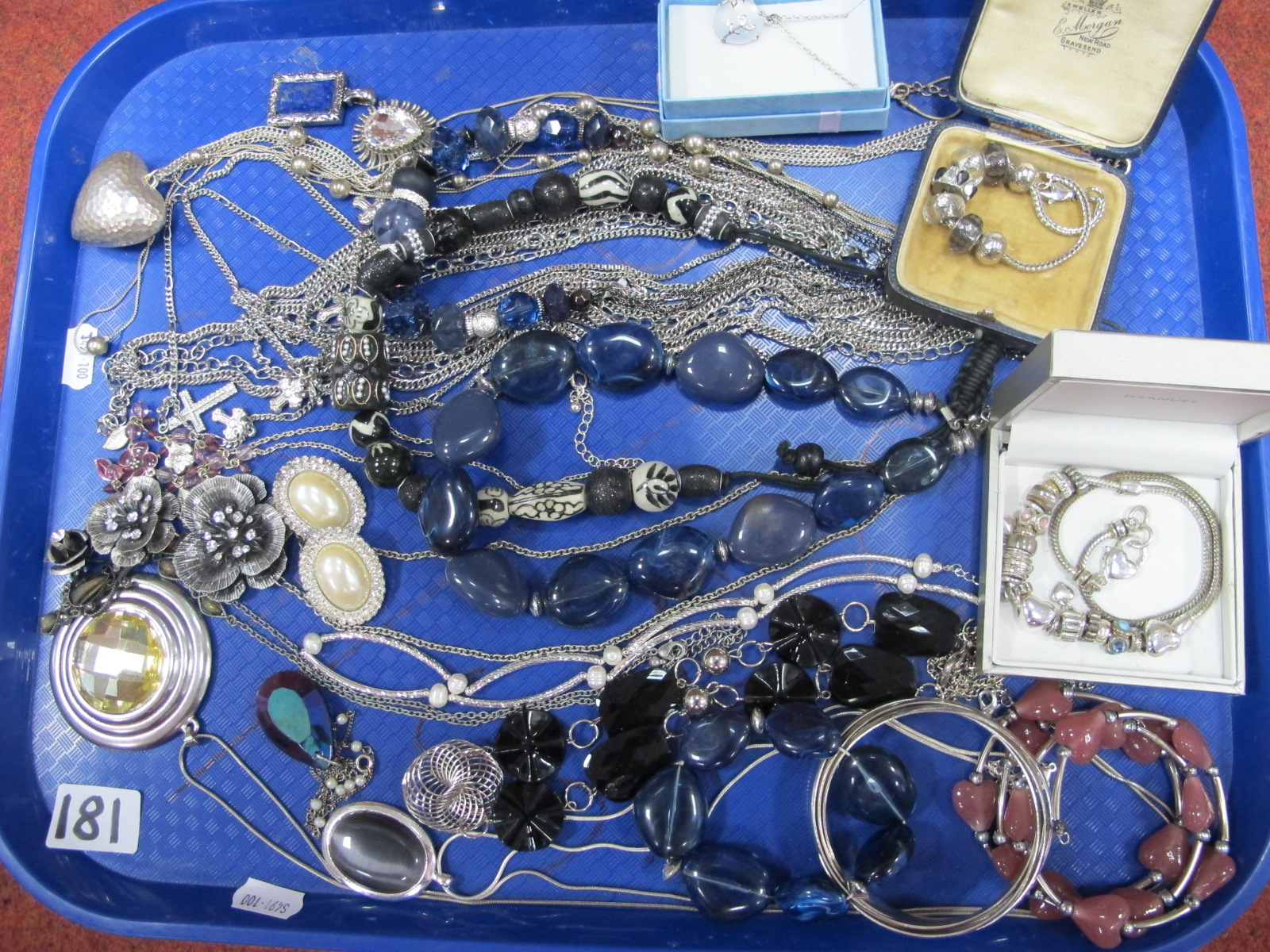A Small Selection of Modern Costume Jewellery, including a sliding charm style bracelet, similar