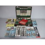 Six Setting Kings Pattern Plated Cutlery, boxed, a part canteen, boxed cake forks etc.