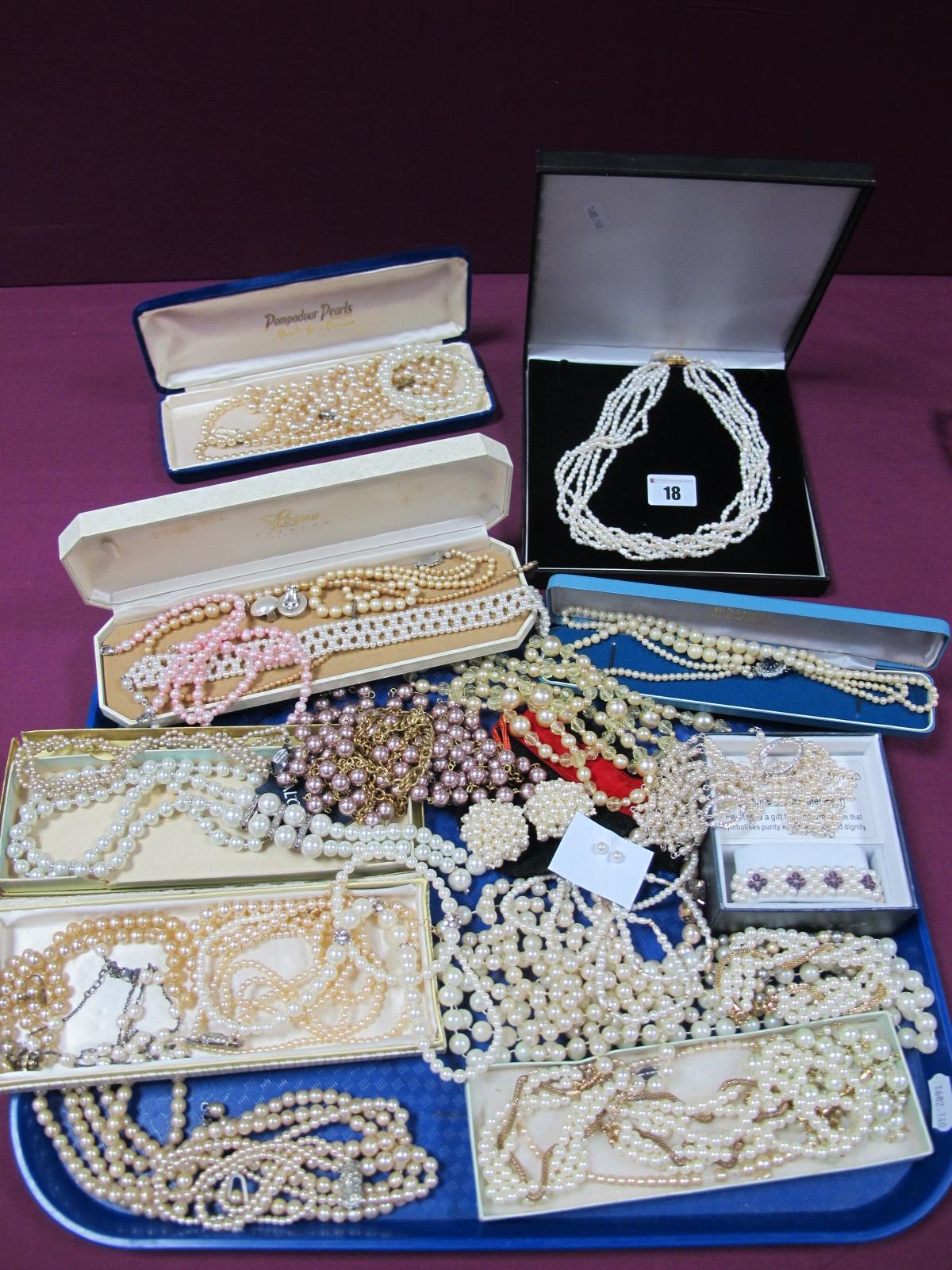 A Modern Six Strand Fresh Water Pearl Bead Necklace, together with collection of assorted