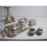 A Stylish Vintage Plated Centrepiece Dish Stand of tri-form design, highlighted with gilt Sea