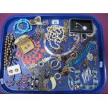 Assorted Costume Jewellery, including imitation pearls, earrings, necklaces, etc :- One Tray