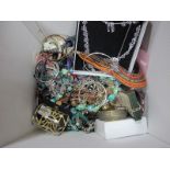 A Large Mixed Lot of Assorted Costume Jewellery, including beads, bangles etc :- One Box