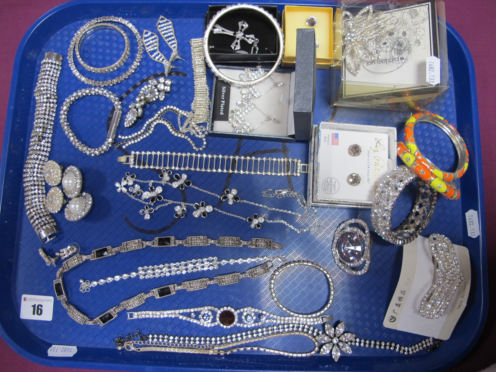 A Collection of Assorted Modern Diamanté Costume Jewellery, including hair slides, bangles etc :-