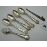 A Set of Five Hallmarked Silver Teaspoons, John & Henry Lias, London 1846, hourglass style, the