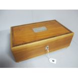 A Modern Wooden Box, the hinged lid with hallmarked silver plaque "The Queen Mother Collection" (