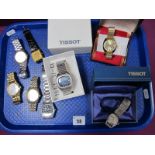 Tissot; A Retro Seastar Automatic Gent's Wristwatch, the signed blue dial with block markers, centre
